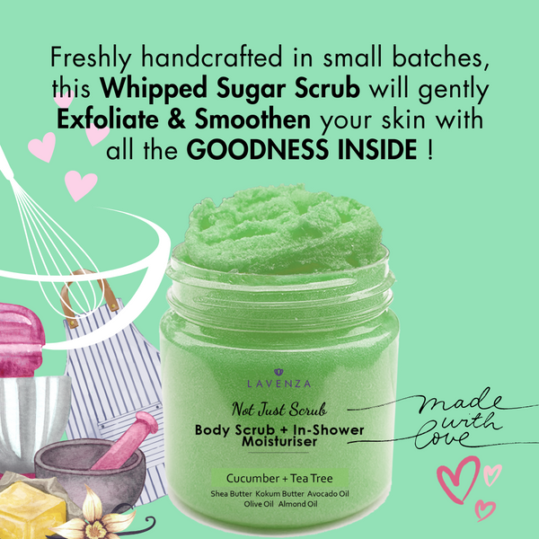 Whipped Body Sugar Scrub + In-Shower Moisturizer with Cucumber & Tea Tree