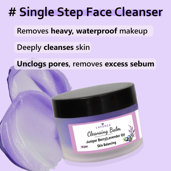 Healing Cleansing Balm - Double Cleansing Face cleanser & Makeup Remover |Oily - Combination skin;  With Juniper Berries & Lavender