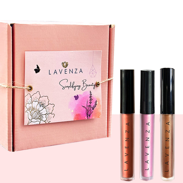 Lavenza Liquid Eyeshadow set in Bronze, Copper and Golden Pink Shade